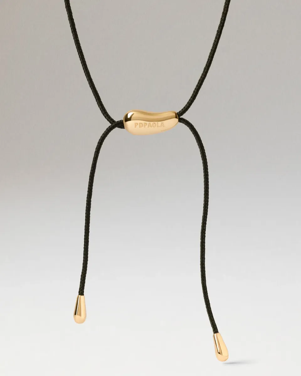 PDPAOLA Rodeo collier cordon noir motif doré