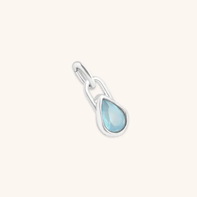 Astrid & Miyu March charm clip aigue-marine argent