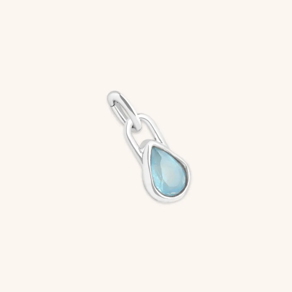 Astrid & Miyu March charm clip aigue-marine argent