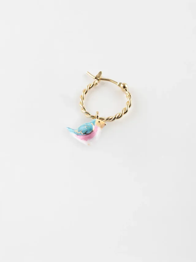 Nach Bijoux mini créole oiseau bleu boucle unité doré