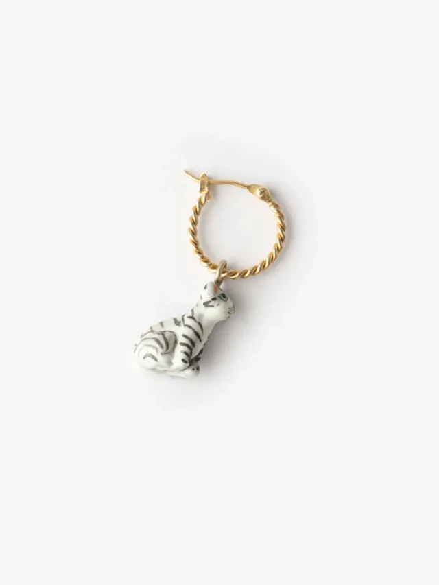 Nach Bijoux Mini créole chat tabby boucle d'oreille porcelaine à l'unité