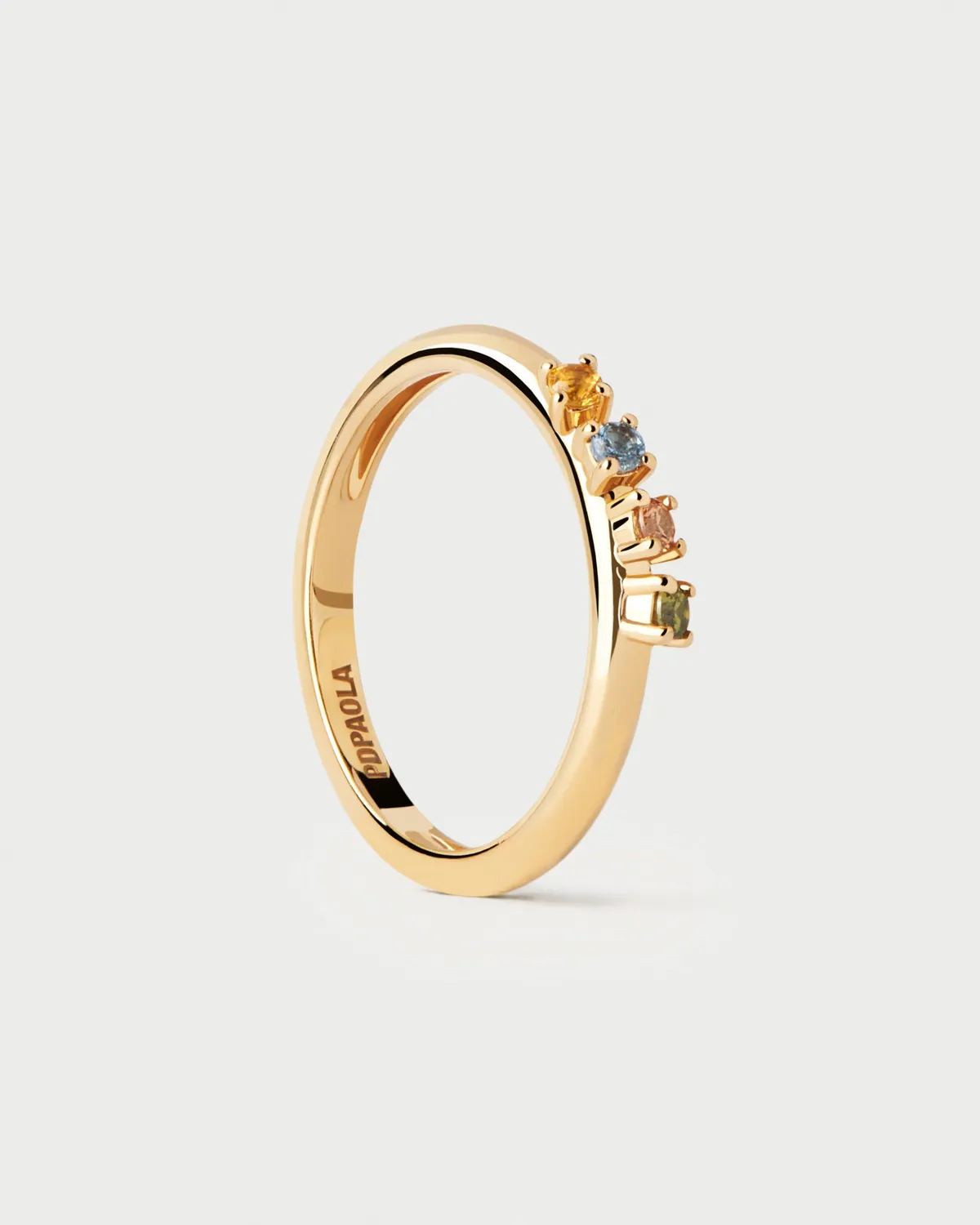 PDPAOLA Rainbow Wing bague zirconias multicolore dorée
