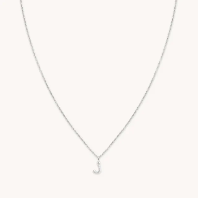Astrid & Miyu J Initial Pavé collier argent lettre J