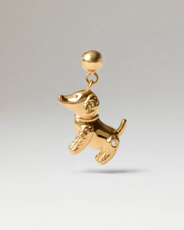 PDPAOLA Charms breloque chien plaqué or zirconia