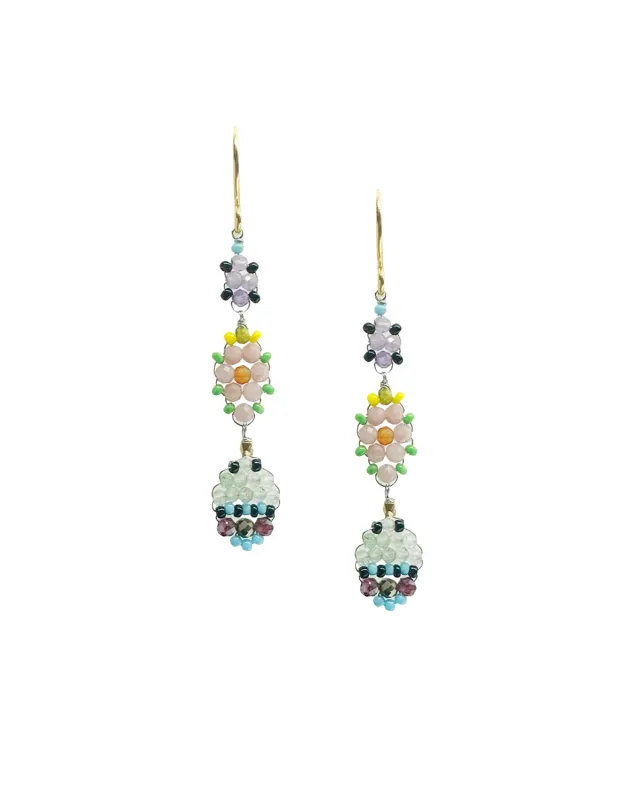 Le Fourbi de Capucine Z15 boucles d'oreilles laiton doré grenat