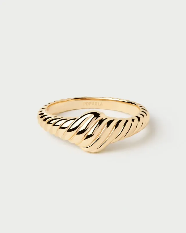 PDPAOLA Vicky Stamp bague or massif 18 carats