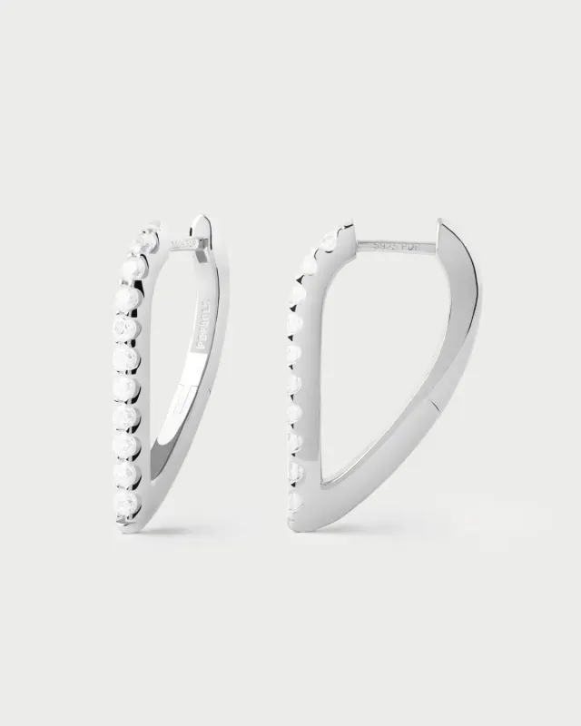 PDPAOLA Gloss créoles argent zirconia 22 mm