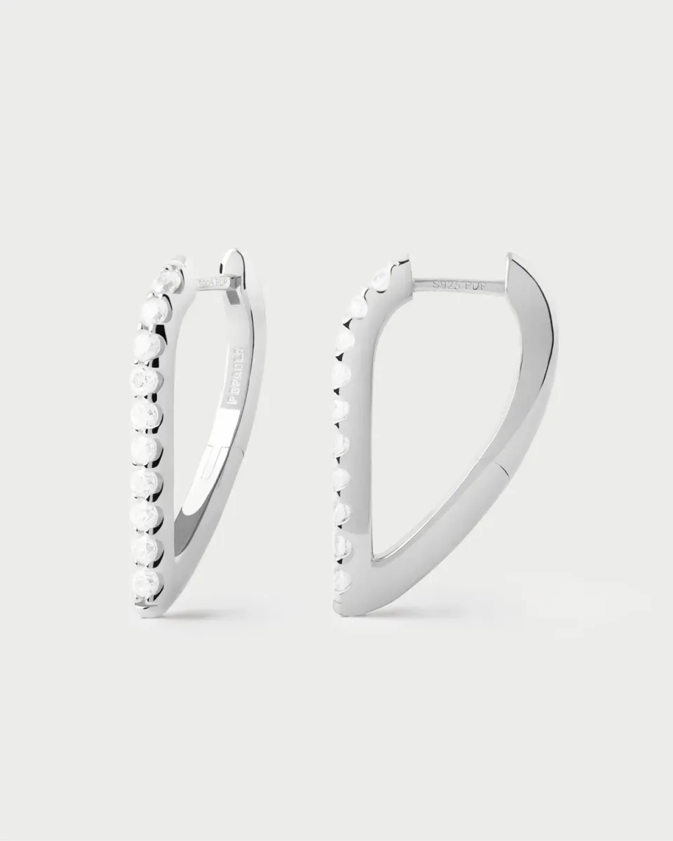 PDPAOLA Gloss créoles argent zirconia 22 mm