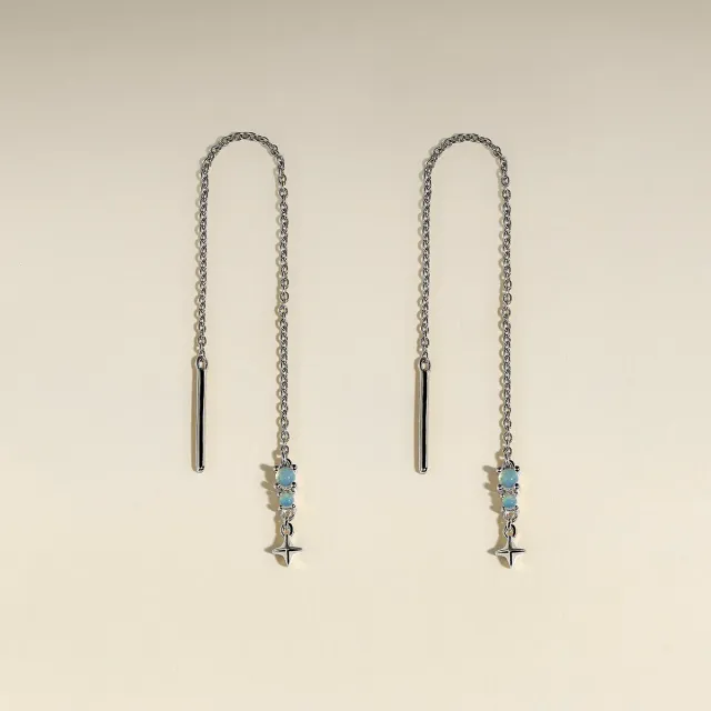 Astrid & Miyu Cosmic Opal Thread boucles d'oreilles argent opale