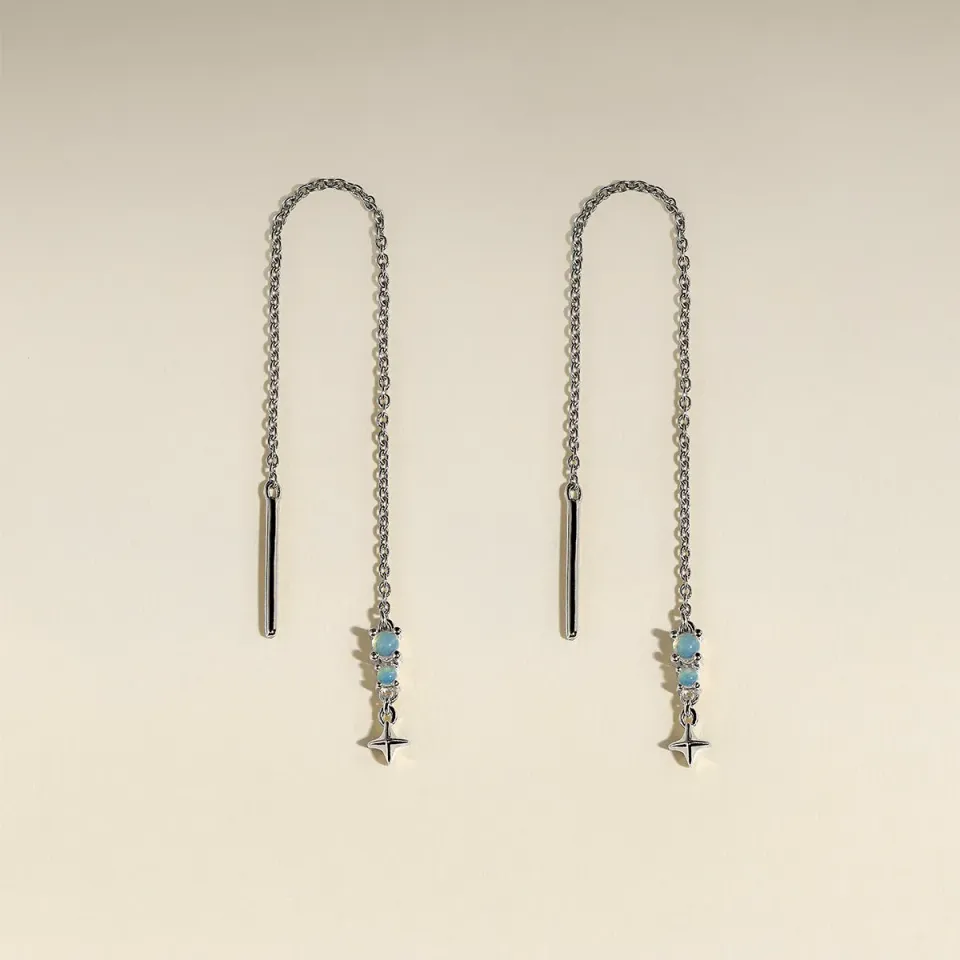 Astrid & Miyu Cosmic Opal Thread boucles d'oreilles argent opale
