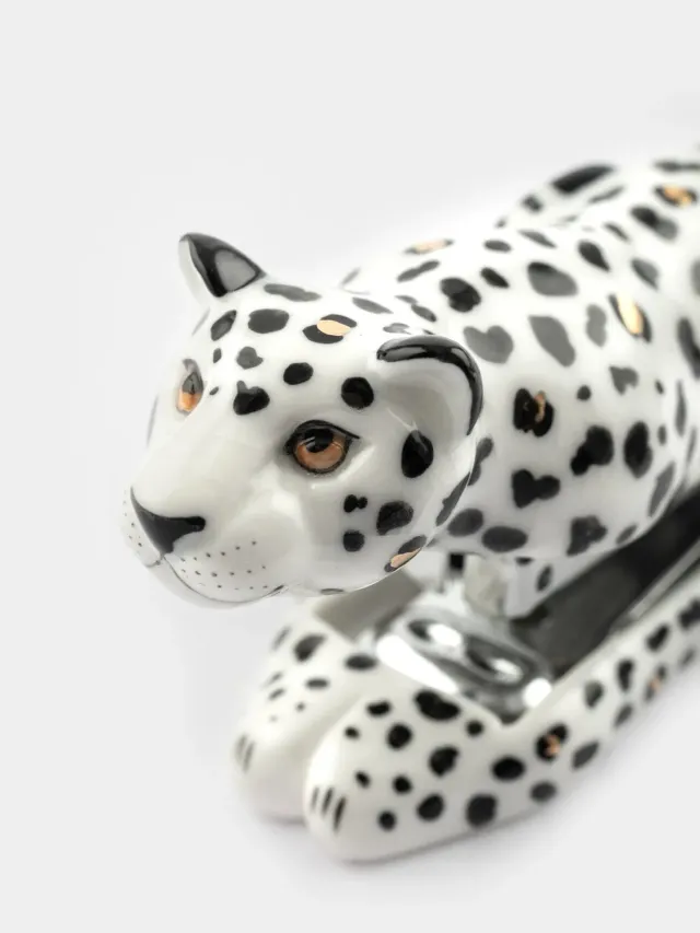 Nach Léopard agrafeuse porcelaine blanc doré n°10