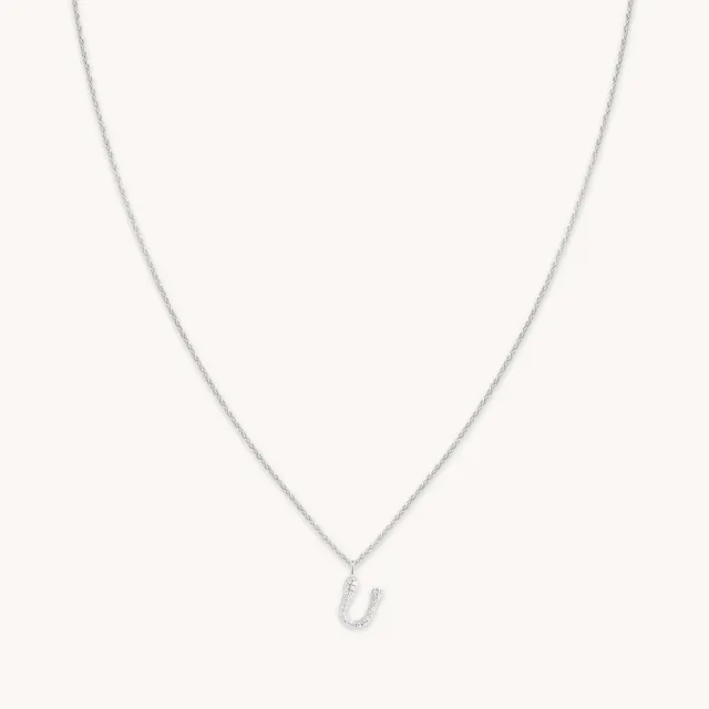 Astrid & Miyu U Initial Pavé pendentif argent