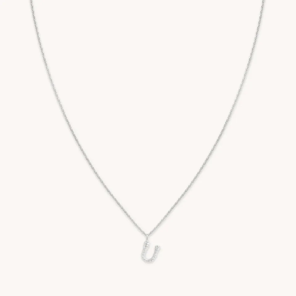 Astrid & Miyu U Initial Pavé pendentif argent