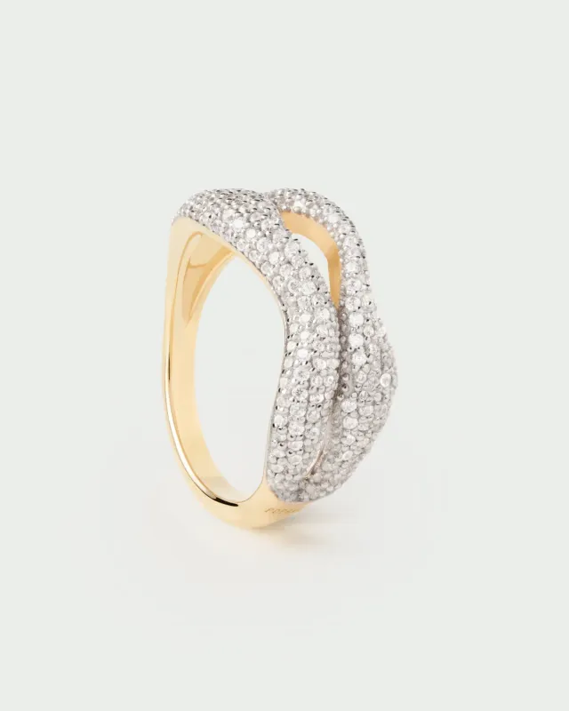 PDPAOLA Pavé Sense bague zirconia dorée