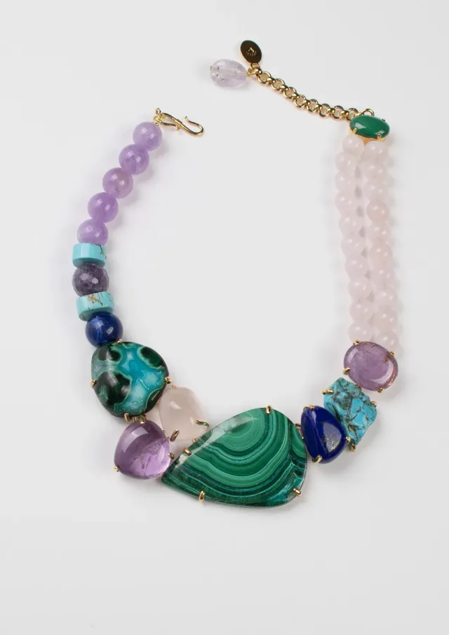 Philippe Ferrandis Pièce Unique collier pierres malachite turquoise