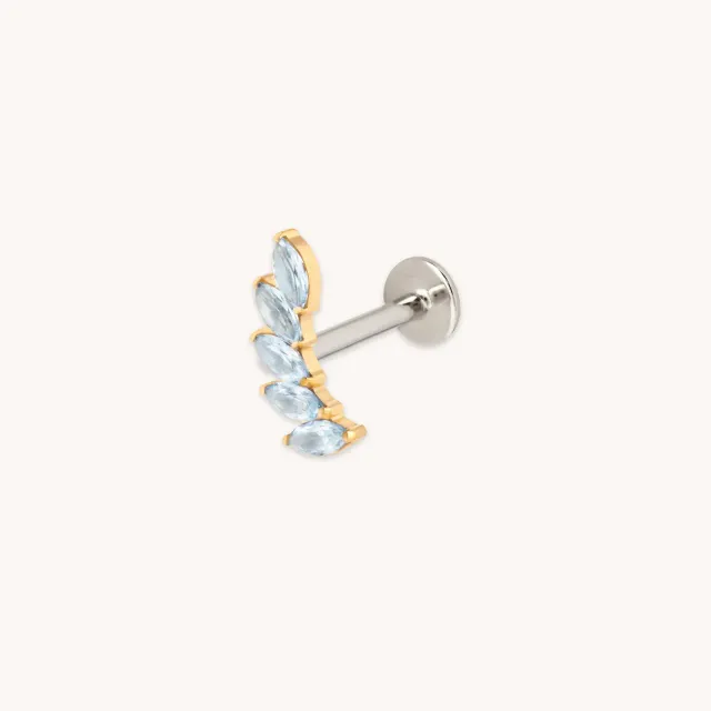Astrid & Miyu Blue Crystal Fan piercing titane doré