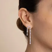 Astrid & Miyu Gleam Crystal boucles pendantes argent