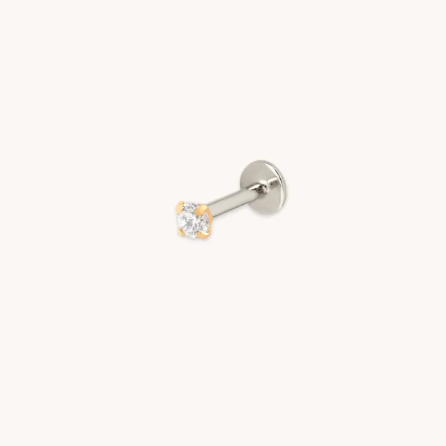 Astrid & Miyu Micro Crystal piercing titane doré mini