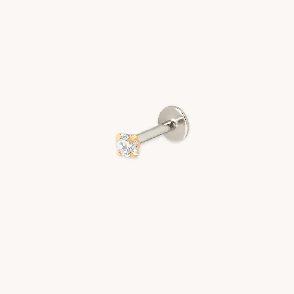 Astrid & Miyu Micro Crystal piercing titane doré mini