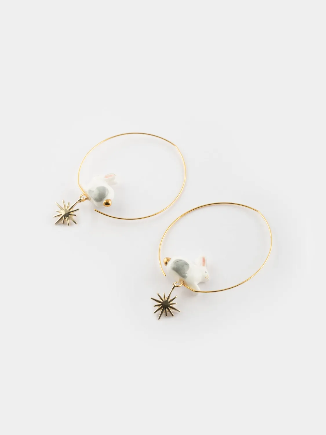 Nach Bijoux lièvre polaire grandes créoles Arctique porcelaine