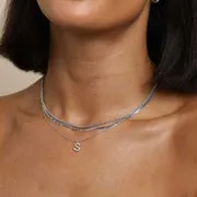Astrid & Miyu S Initial Pavé collier initiale argenté
