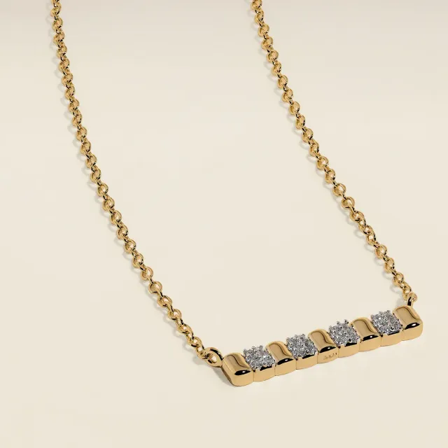 Astrid & Miyu Ridged Bar collier pendentif or cristal