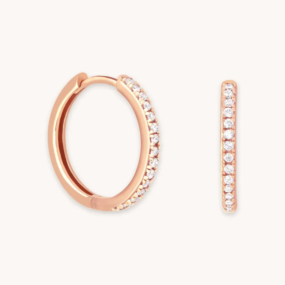 Astrid & Miyu Essential Crystal Medium créoles or rose