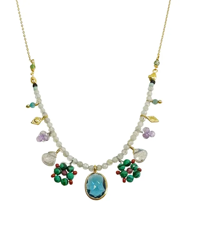 Le Fourbi de Capucine P3 collier pierres multicolores 40 cm