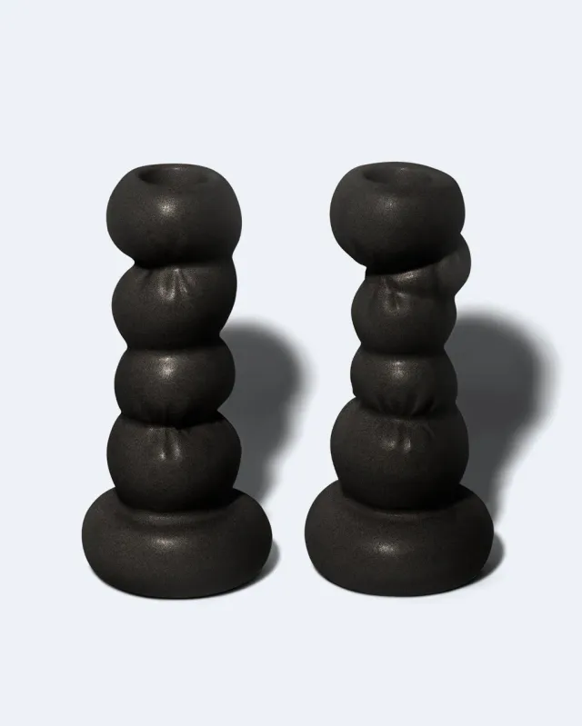 Completedworks Misfits lot 2 bougeoirs céramique noir mat
