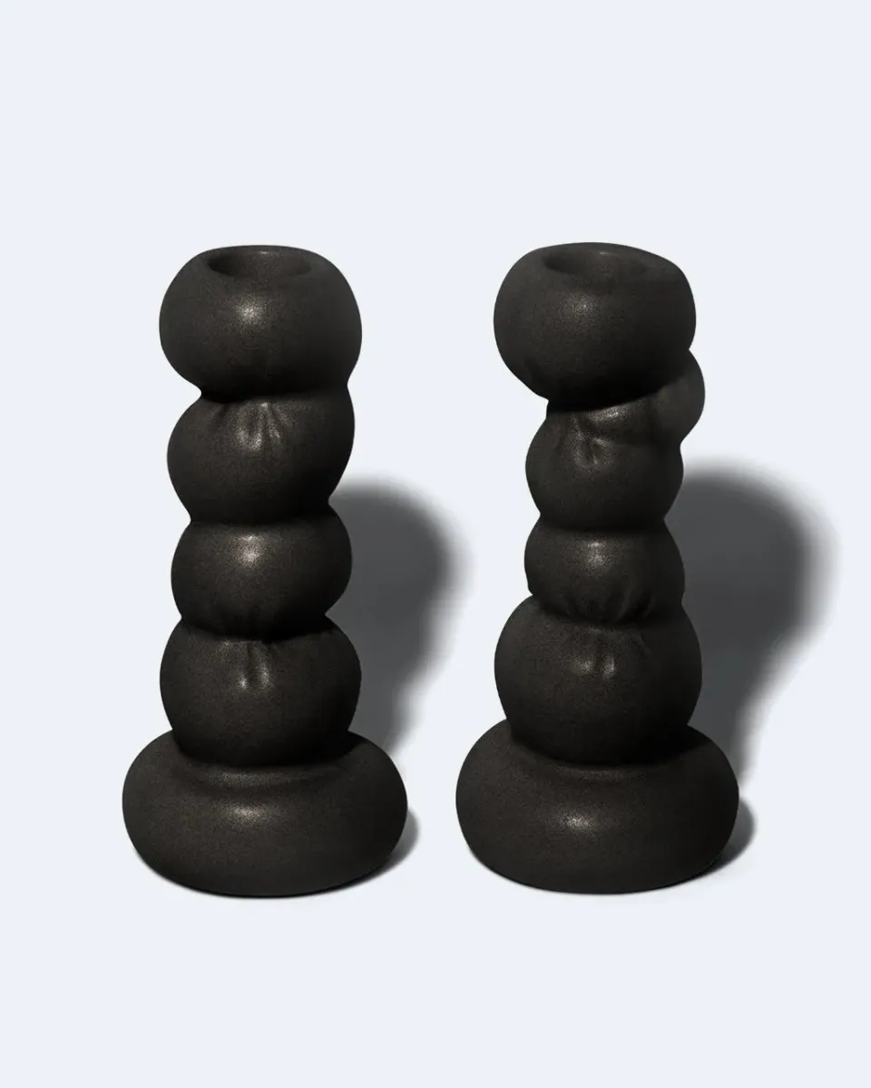 Completedworks Misfits lot 2 bougeoirs céramique noir mat
