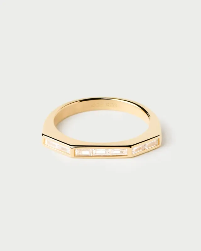PDPAOLA Bari bague zirconia blanche dorée