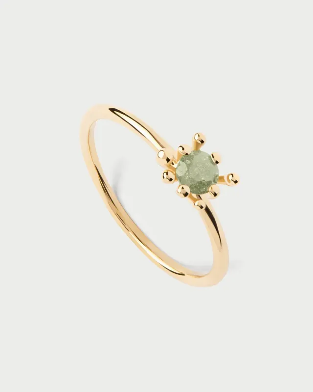 PDPAOLA Fleur bague verte zirconia olive 5,5 mm