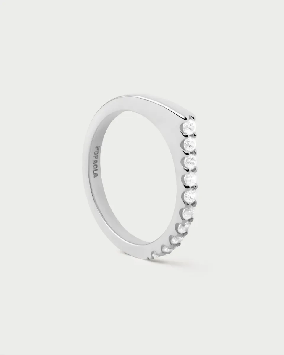 PDPAOLA Gloss bague argent zirconia blanche 1,5 mm