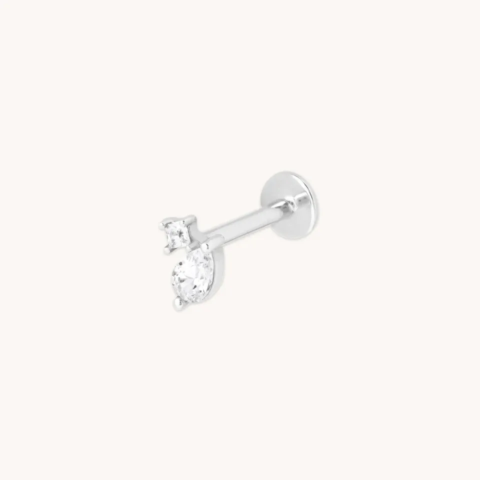 Astrid & Miyu Diamond Double Gem piercing or blanc massif