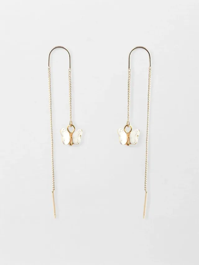 Nach Bijoux Papillon longues boucles d’oreilles blanches