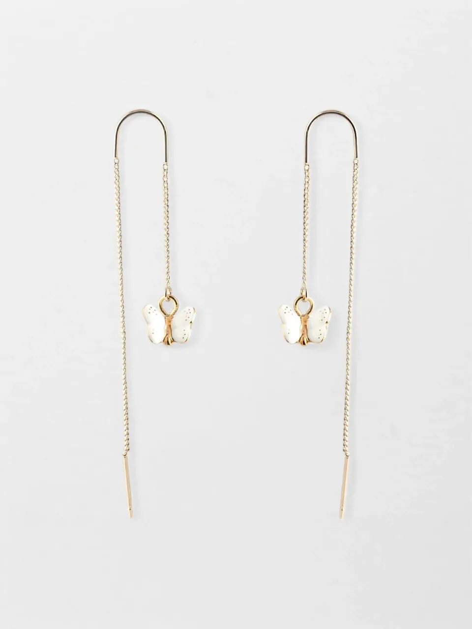 Nach Bijoux Papillon longues boucles d’oreilles blanches