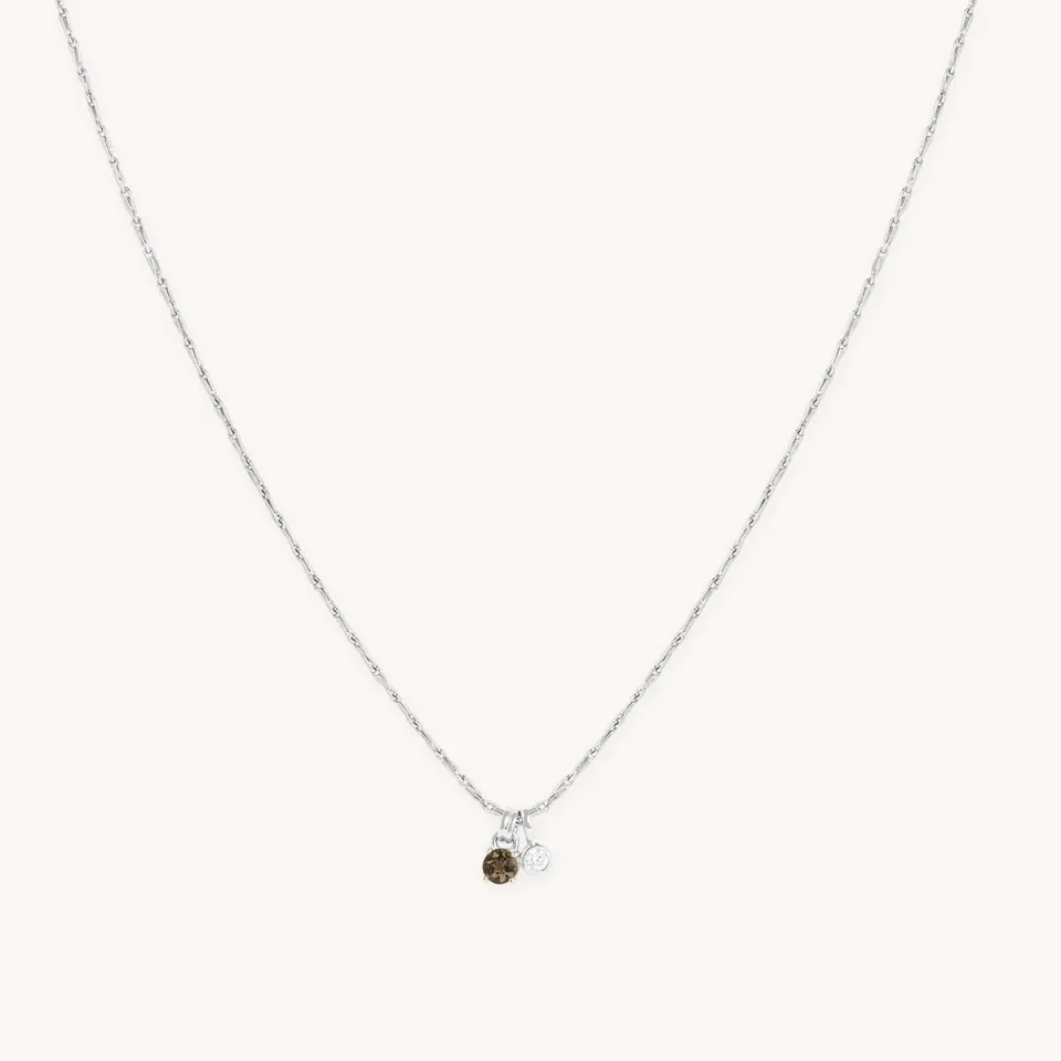 Astrid & Miyu Diamond Quartz collier pendentif or blanc massif