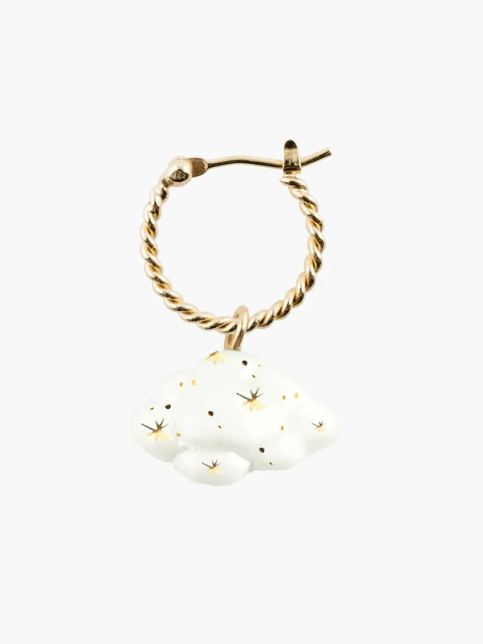 Nach Cosmic Mini créole nuage boucle d'oreille blanc doré