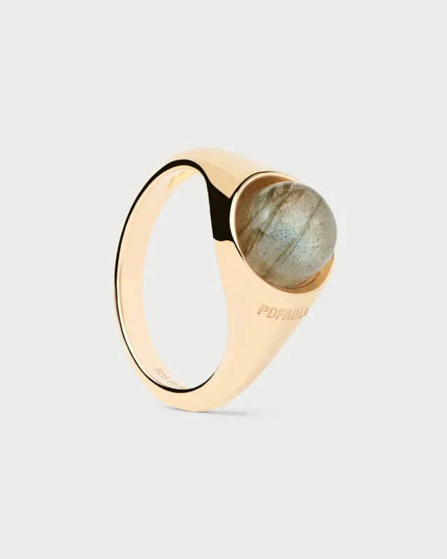 PDPAOLA Moon Labradorite bague plaqué or 8 mm