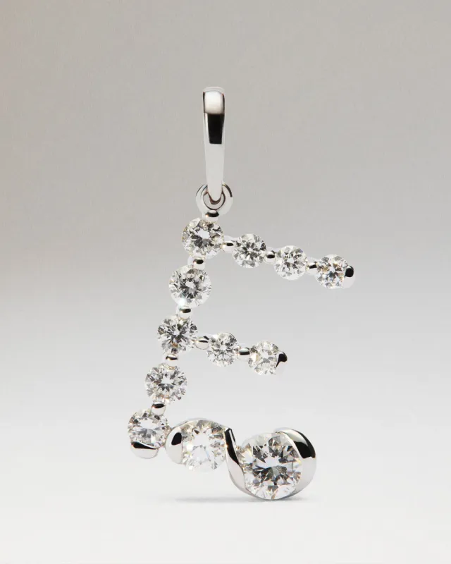 PDPAOLA Initiale E pendentif or blanc diamants