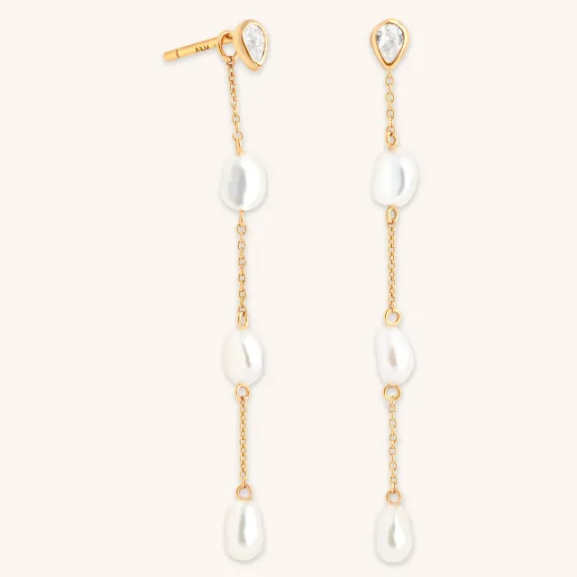 Astrid & Miyu Pearl Chain Drop boucles d'oreilles dorées