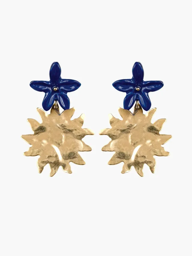Nach Bijoux jasmin bleu et soleil boucles pendantes bleue
