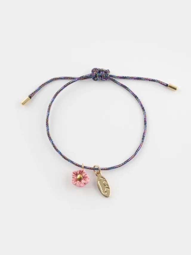 Nach Bijoux fleur rose bracelet cordon rose porcelaine