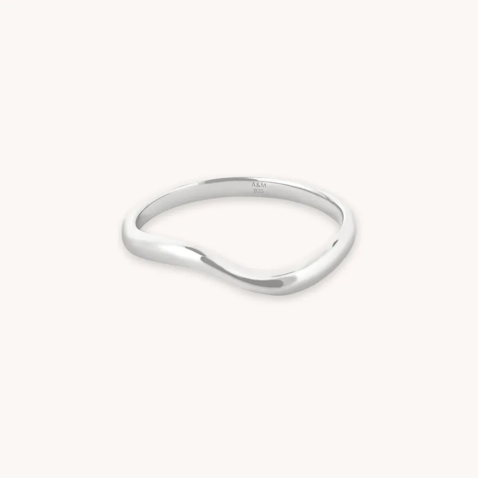 Astrid & Miyu Wave bague argent rhodié vague