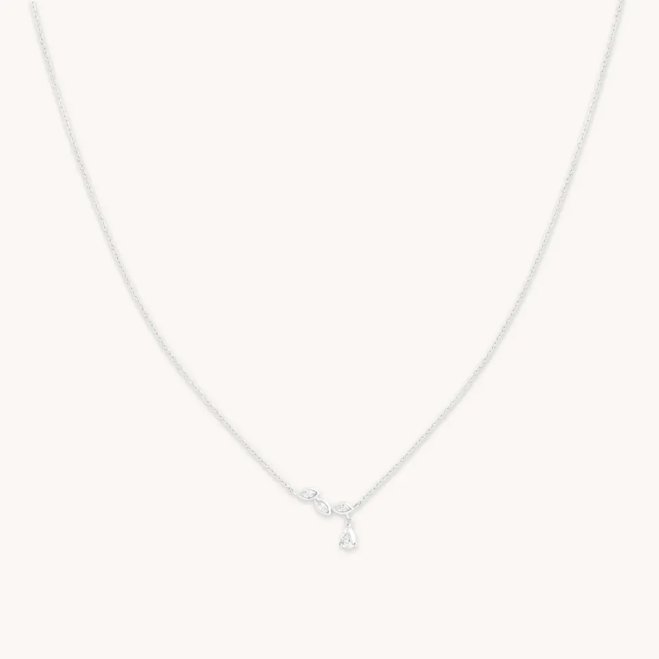 Astrid & Miyu Marquise Drop collier diamant or blanc