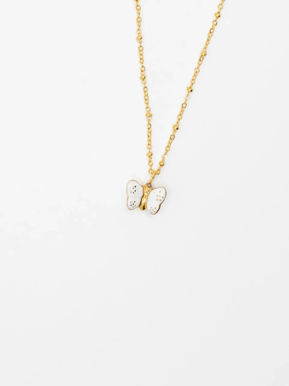 Nach Bijoux Papillon collier porcelaine verre doré
