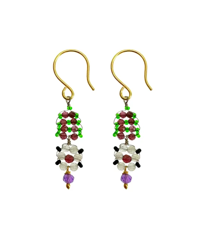 Le Fourbi de Capucine N26 boucles d'oreilles laiton doré grenat