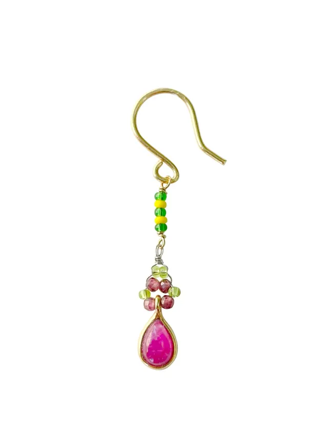 Le Fourbi de Capucine FDC388 boucles d'oreilles laiton doré grenat