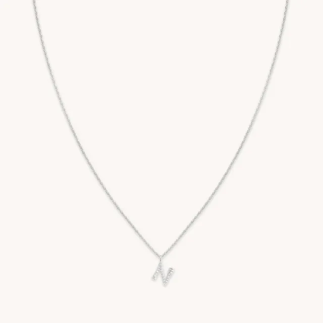 Astrid & Miyu N Initial Pavé collier argent initiale N