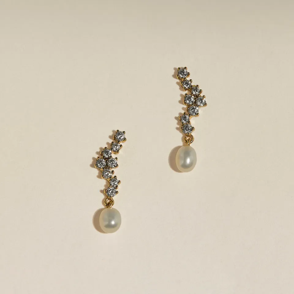 Astrid & Miyu Scalloped Crystal boucles dorées cristal
